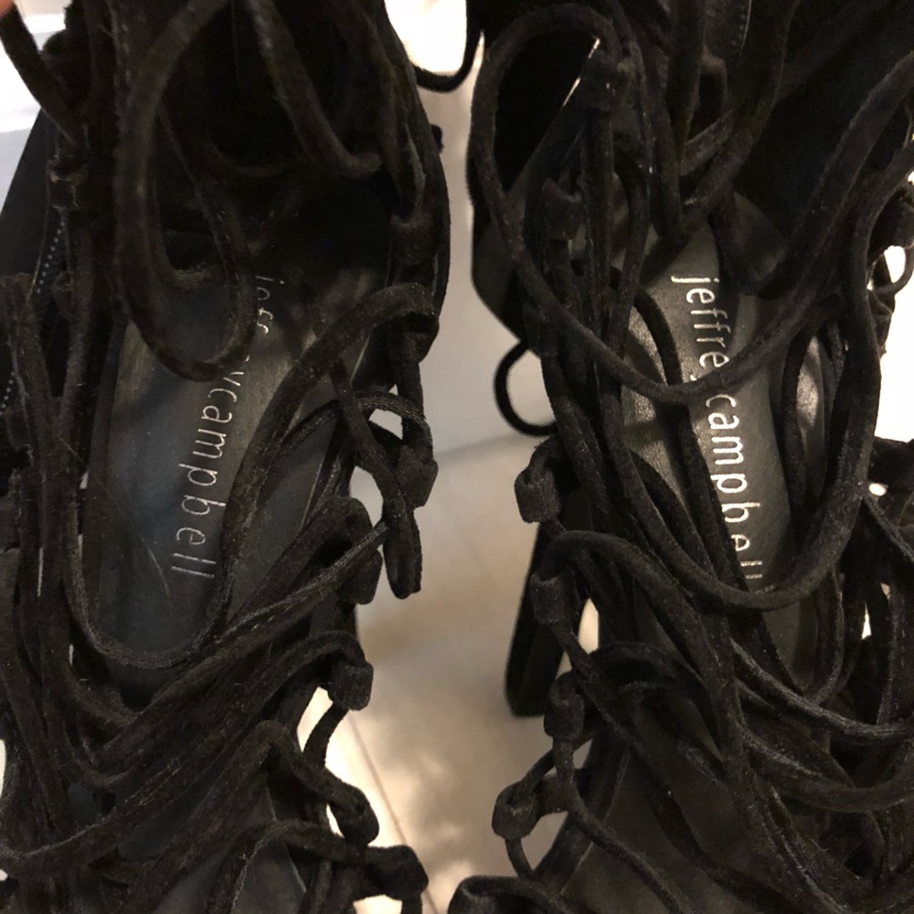 Advent Suede Lace Up Heels Black - Picture 4 of 5